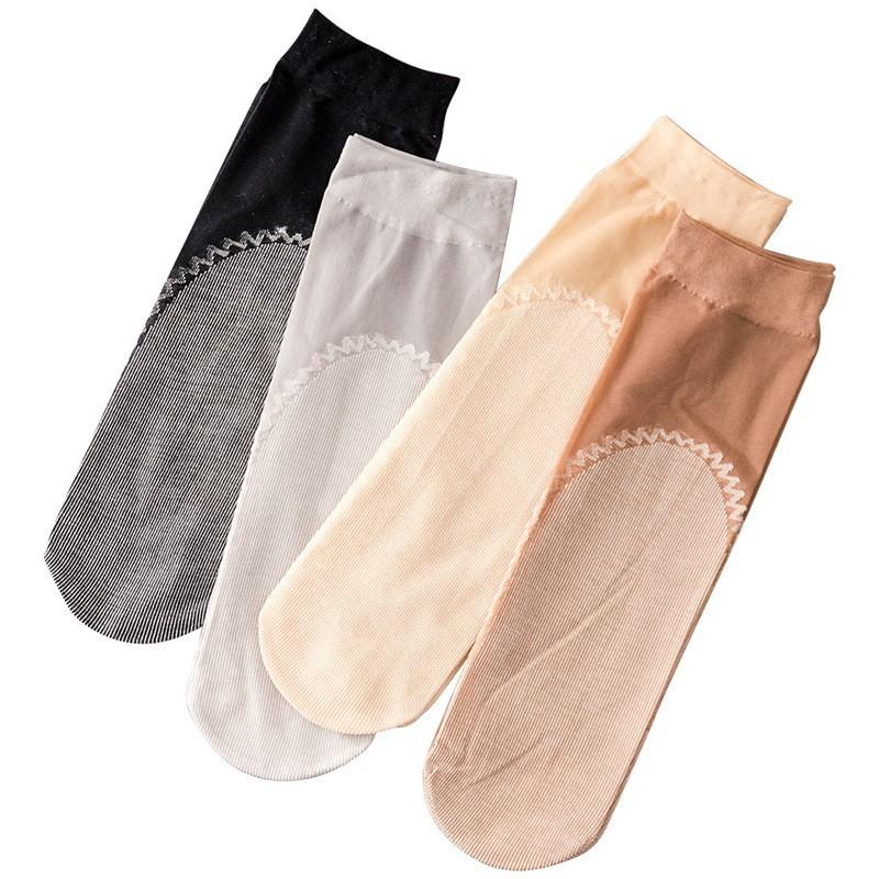 10 Pairs of Women's Summer Thin Cotton Bottom Non Slip Anti Hook Wire Durable Mid Tube Stockings