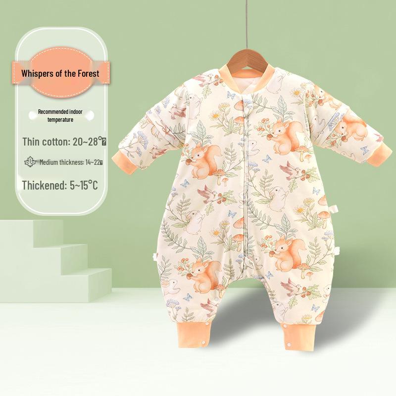 Mulberry Silk/Cotton Split-Leg Baby Sleeping Bag, Anti-Kick Blanket for 0-3 Years, Autumn/Winter/Spring Model Size 110 (Height 110-125cm)