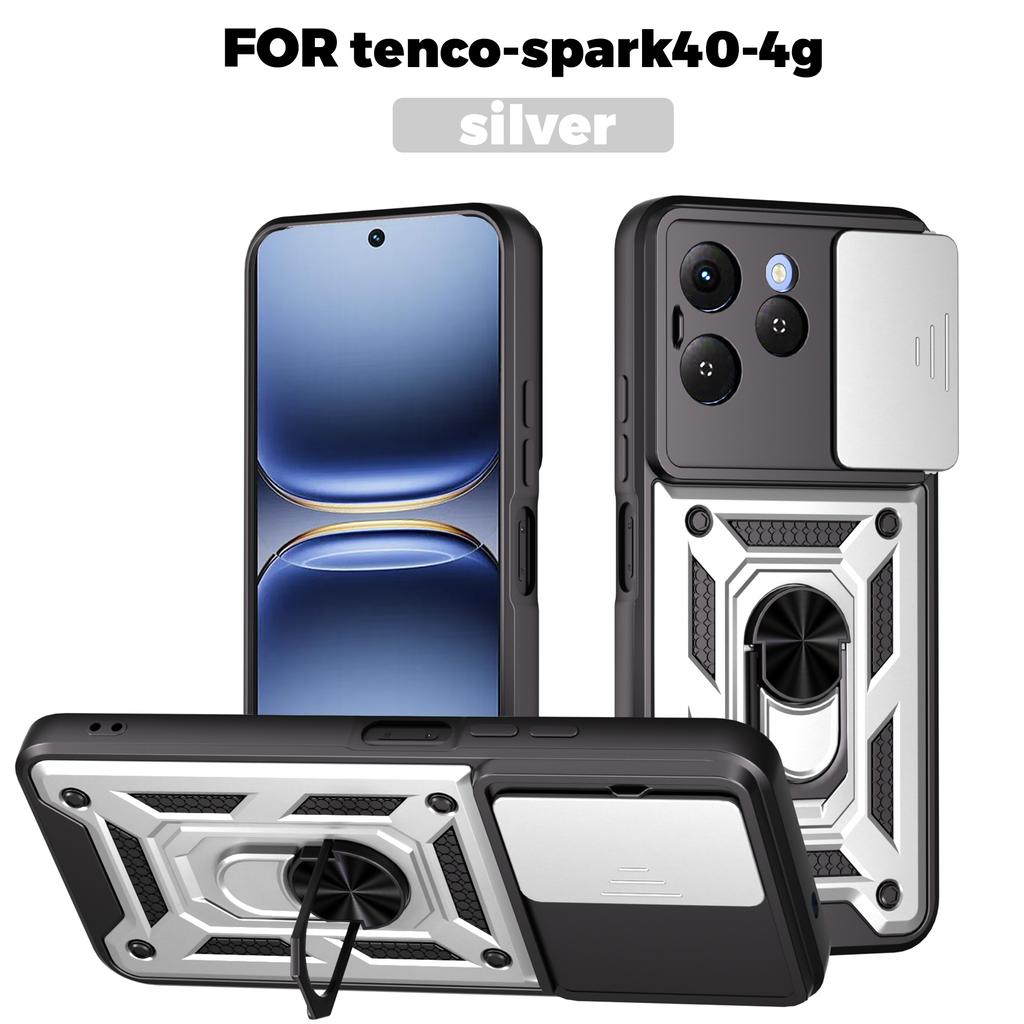 Funda for Tecno Spark 40 4G Case Slide Camera Protection Ring Stand Shockproof Cover for Tecno Spark 40 4G Capa Funda