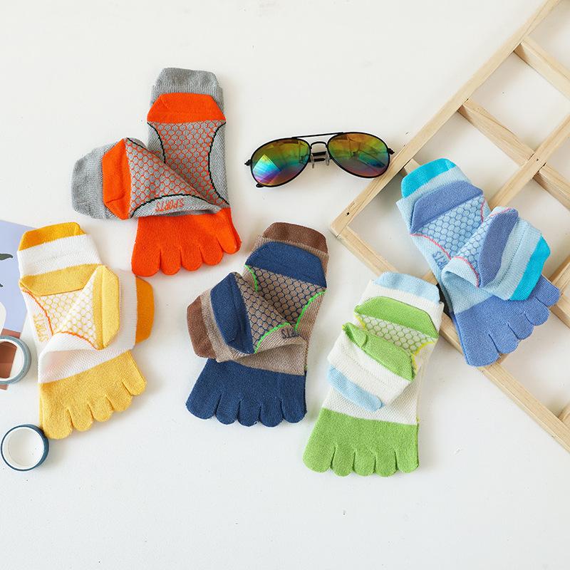 5 Paar Kinder Sport Kurzsocken mit Zehen Mesh Atmungsaktiv Schweißableitend Deodorant Gestrickte Baumwolle Baby Jungen Mädchen 5 Finger Knöchelsocken