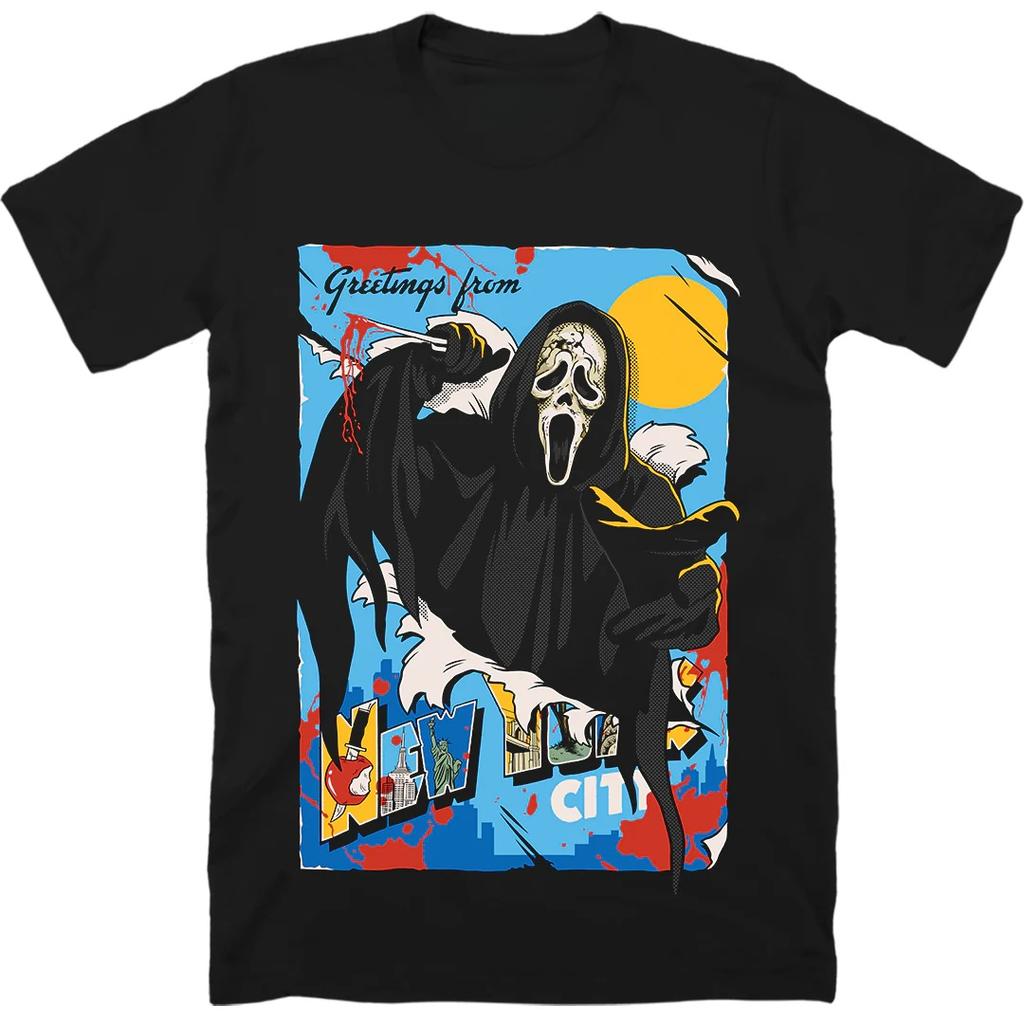 Scream Movie Ghost Face Tshirt for Men and Women Summer Pure Cotton Clothing Fashion Gothic Short Sleeved Tshirt Unisex