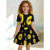 Little Girls 3 Styles Cartoon Floral Idol Print Short Sleeve A-Line Dress Kids Summer Daily Casual Flared Swing Dress