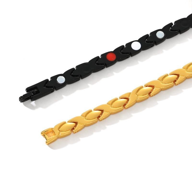 Cross Magnetic Bracelet for Women Rose Chain 6.5mm Wide Stainless Steel Female Benefit Health Energy Jewelry Waterproof