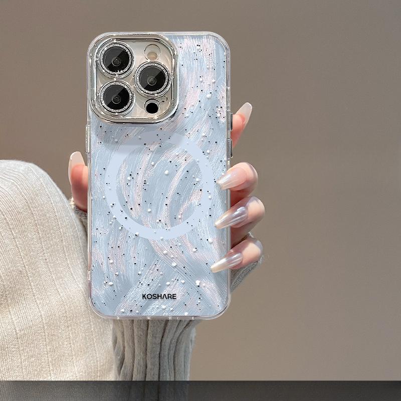 

Подходит для iPhone 15, Чехол для телефона 14PRO, Милый щенок с брызгами краски, Магнитная подставка 13, Полностью обернутая защитная пленка для объектива 12, Газ X iPhone 16