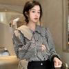 [Shop  ] Women S looSe Fit Delicate Fit Big Collar Check blouSe Won Wbl Wed3db4