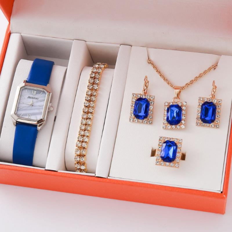 New Square Roman Watch Gem Bracelet Set Square Belt Watch Square Gem Bracelet Set Watch