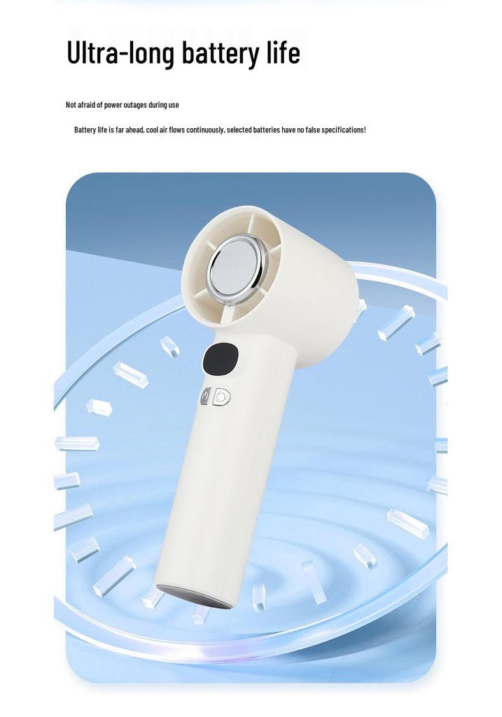 High-Speed USB Rechargeable Portable Mini Handheld Fan with 100-Speed Turbine Power for Strong Wind