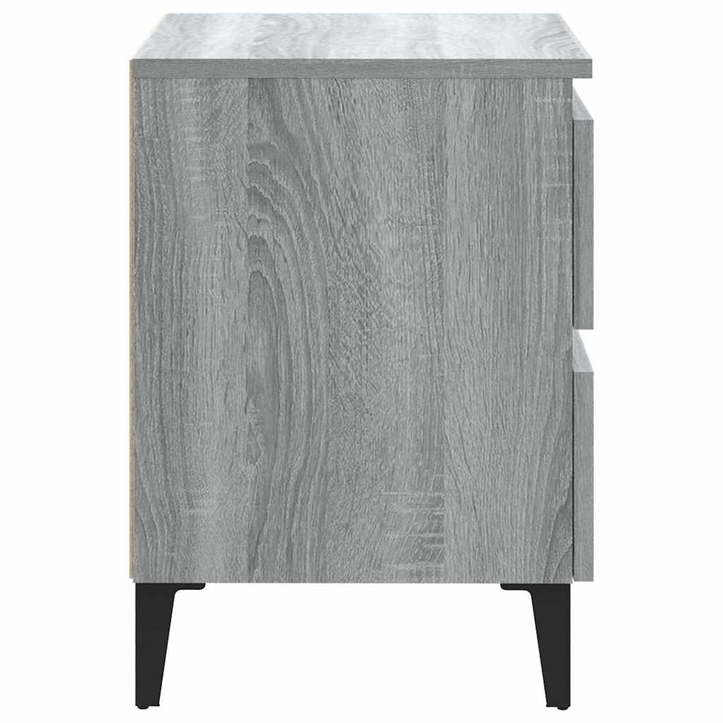 Nightstands with Metal Legs 2 pcs Grey Sonoma 40 x 35 x 50 cm