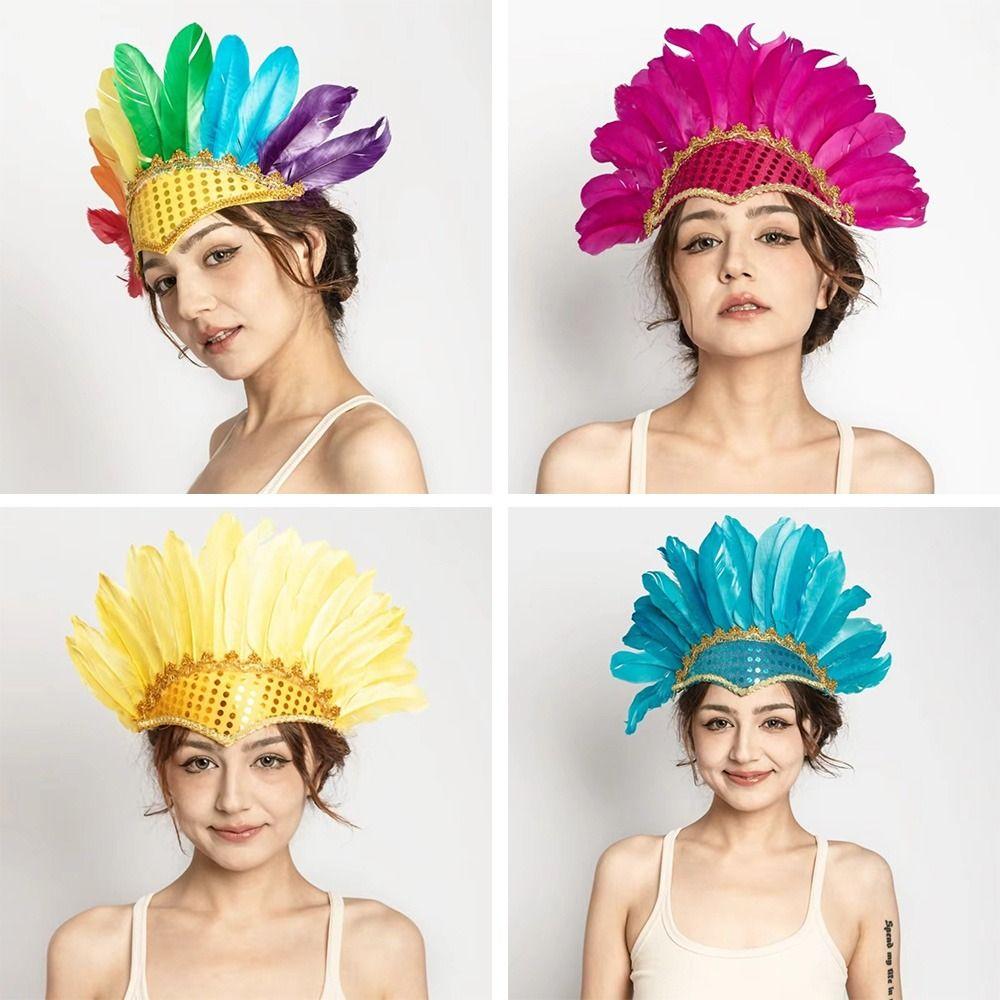 Vibrant Elegant Feather Headdress Adjustable Headwear Peacock Headpieces Carnival