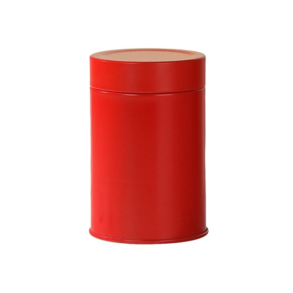 Portable Tinplate Tea Tin Large Capacity Moisture-proof Tea Jar Round Sealed Tea Can for Home&Travel красный