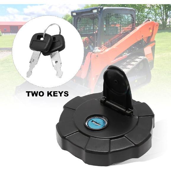 Fuel Cap Excavator Diesel Tank Cover With 2 Keys Replacement For Kubota Skid Steer Loader SVL75-2 SVL90-2 SVL95-2 KX41-3 KX91-3S KX91-3S2 U35-4
