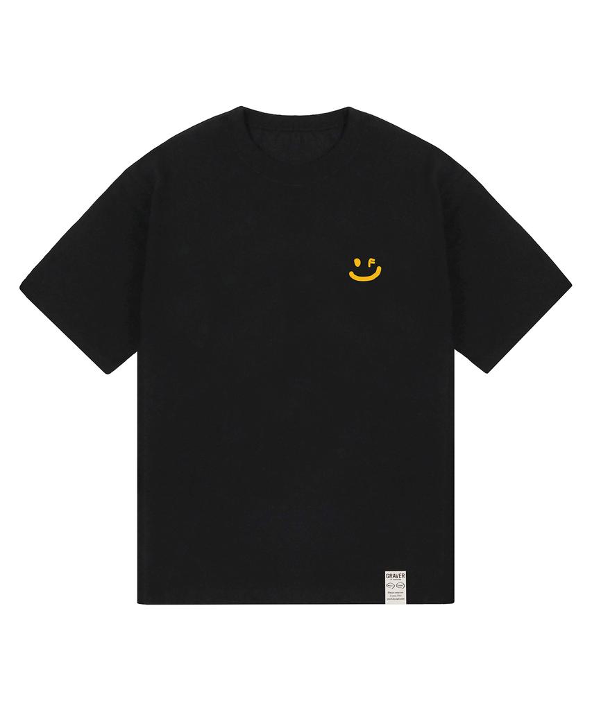 GRAVER [Unisex] Small Drawing Smile Short Sleeve T-Shirt_3 Colors