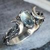 Bague Pierre de Lune Naturelle Vintage Sorcellerie Triple Lune Déesse Bagues pour Femmes Fiançailles Fête Bijoux de Mariage Anillos