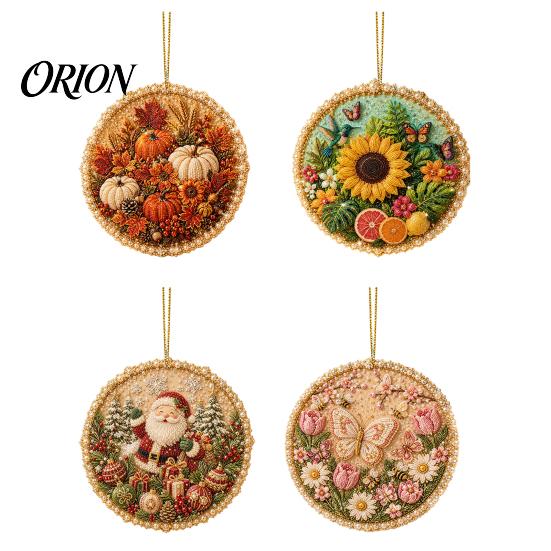 Spring Summer Autumn Winter Ornaments Four Seasons Holiday Pearl Art Hanging Ornaments, Christmas Fall Beaded Durable Acrylic Wall Pattern Ornament,