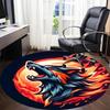 1pc Flame Wolf Office Round Area Rug, Under Office Chairs Bedroom Living Room Home Decor, Room Deco, Available in Various Sizes