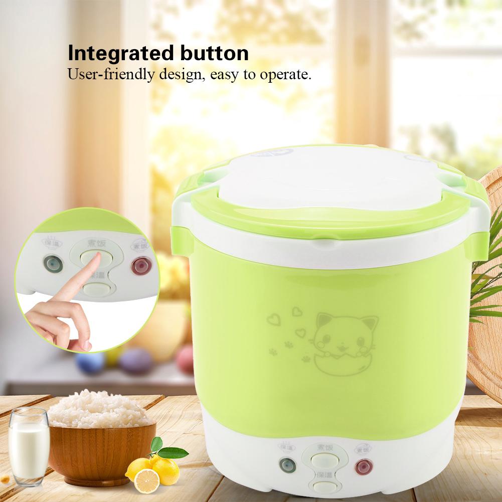 170W 1L Electric Portable Multifunctional Rice Cooker Food Steamer for Home (Green)