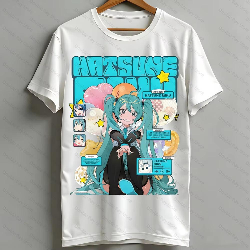 Unisex 2026 Summer Hatsune Miku Vocaloid Street Pop Poster Graphic Short Sleeve Casual Anime Merch T-shirt