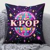 K Pop Concert Square Printed Pillowcase, Zip Closure, Machine Washable For Outdoor Camping Beach Sofa Chair Decor, No Pillow Cor