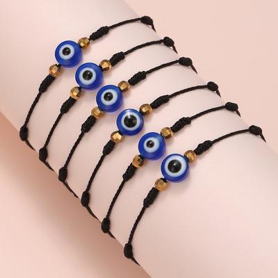 Newest Design 7 Knot Evil Eye Bracelet Jewelry 6Pcs Combination Lucky Red Rope Resin Adjustable Bracelet With Card