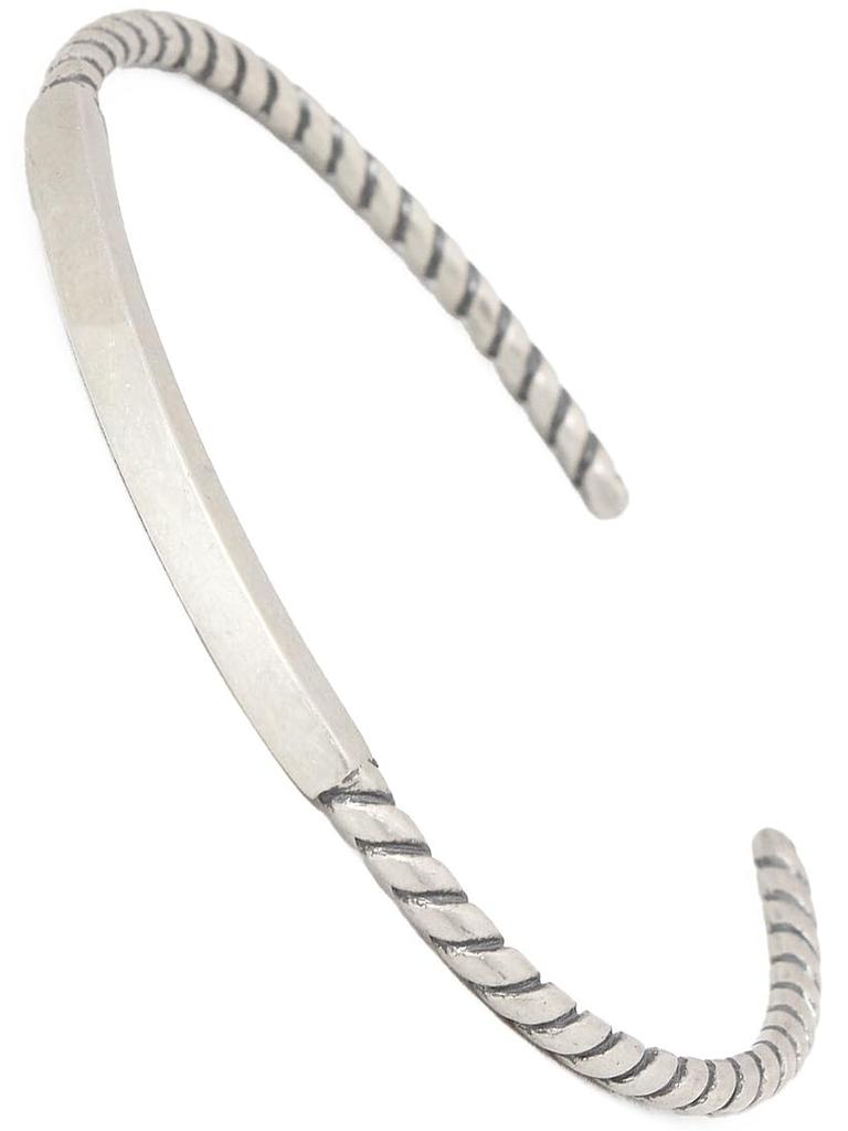 Authentic 925 Sterling Silver Bangle Bracelet with Twisted Simple and with for Men and and Popular Brand Name Jewelry and One Size Fits Wire, Slim,
