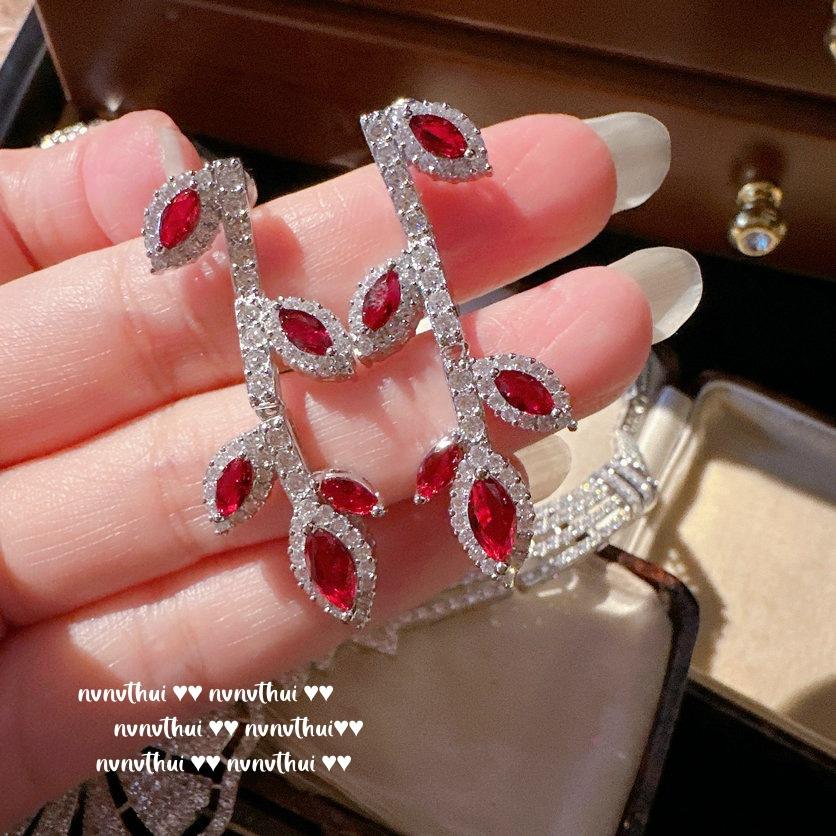 Papalacha Flower Jewel Necklace, Sotheby S, 18K Gold Plated, Lady Magenta Flower Zircon Earrings Combination