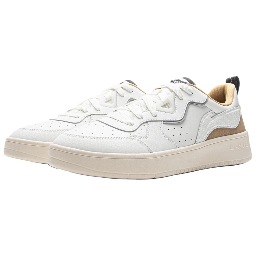 Li Ning Lightweight Trend Synthetic Leather Classic Casual Low-Top Skate Shoes Unisex sneakers White Brown AGCV271-1