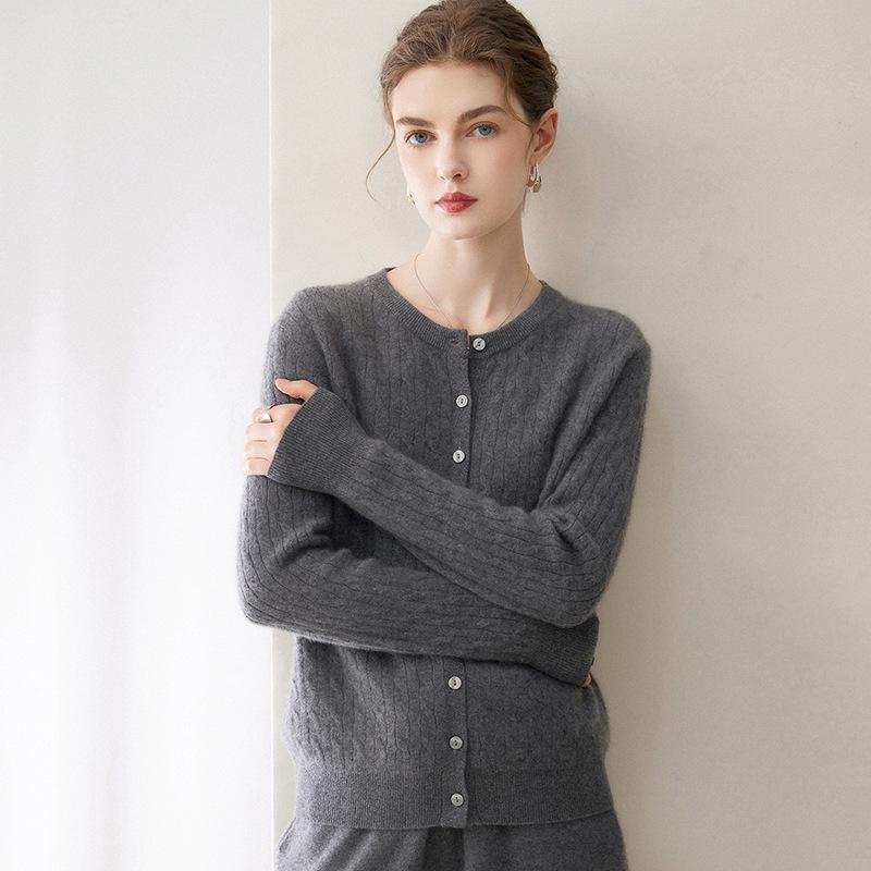 Le Kasha 100% Pure Cashmere Women's Cable Knit Button-Up Cardigan - Autumn/Winter Collection