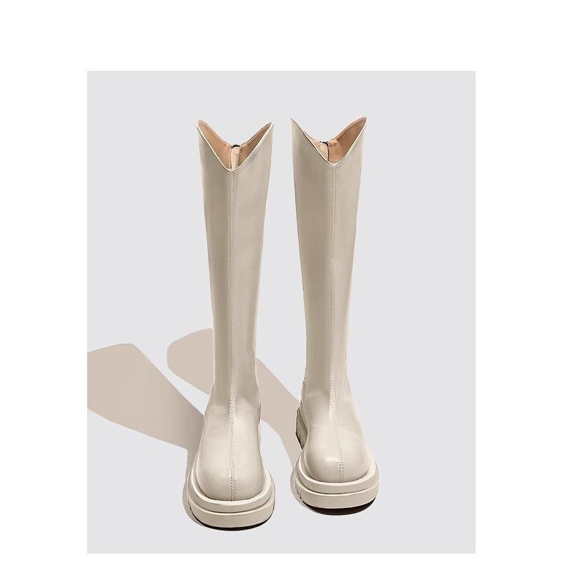 Martin boots women's boots new spring and autumn single boots velvet medium boots high boots knight boots small boots