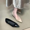 2025 new flat shoes French versatile pointed inner height increase with skirt splicing commuter shoes