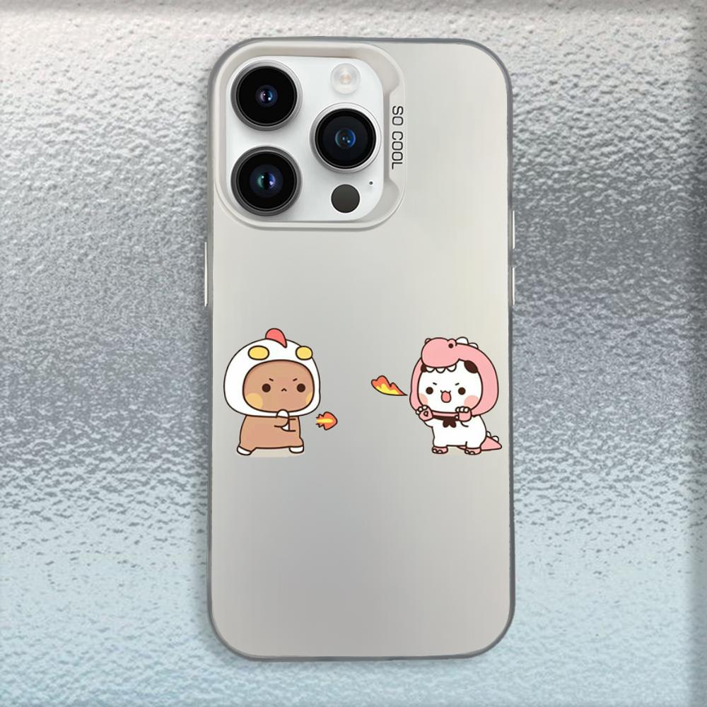Sevimli BuBu DuDu Telefon Kılıfı iPhone 16,15,14,13,12,11,Mini,Pro,MAX İçin Beyaz Mat Darbeye Dayanıklı Kılıf
