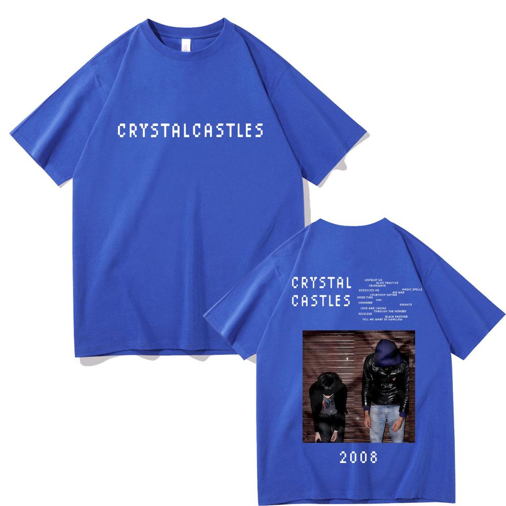 Crystal Castles Double Sided Print T Shirts Men Women Hip Hop Rock Oversized T-shirts Male Gothic T Shirt Men's Vintage Tshirt