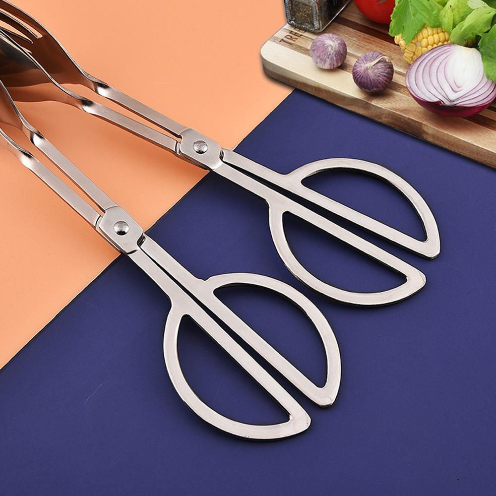 2 PCS Silver Food Tongs Stainless Steel Buffet Tongs Practical Serving Tongs Salad Cake Bread
