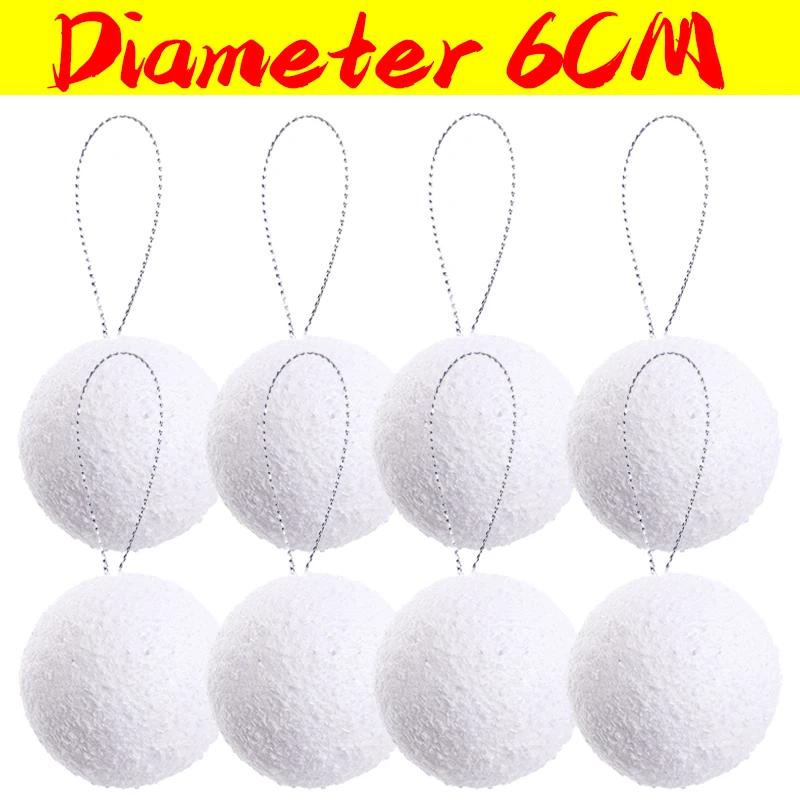 White Foam Christmas Balls Ornaments Xmas Tree Hanging Snowballs Pendant Holiday New Year Wedding Party Home Decoration Supplies