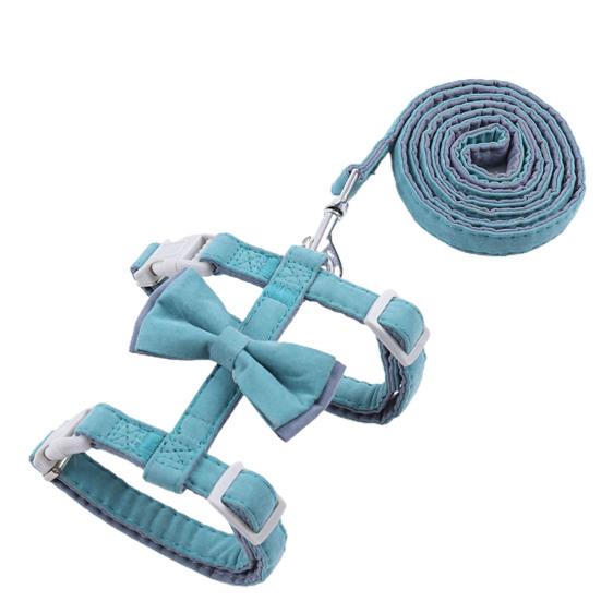 Pet Traction Rope Stylish Soft Cotton Bowknot I-shaped Pet Harness Set