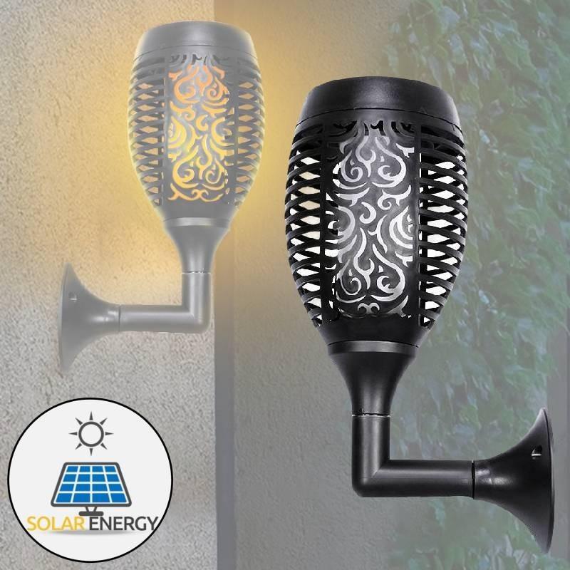 Outdoor Solar Flame Light Led Wall Torch Decoration For Patio And Garden Eu Certified