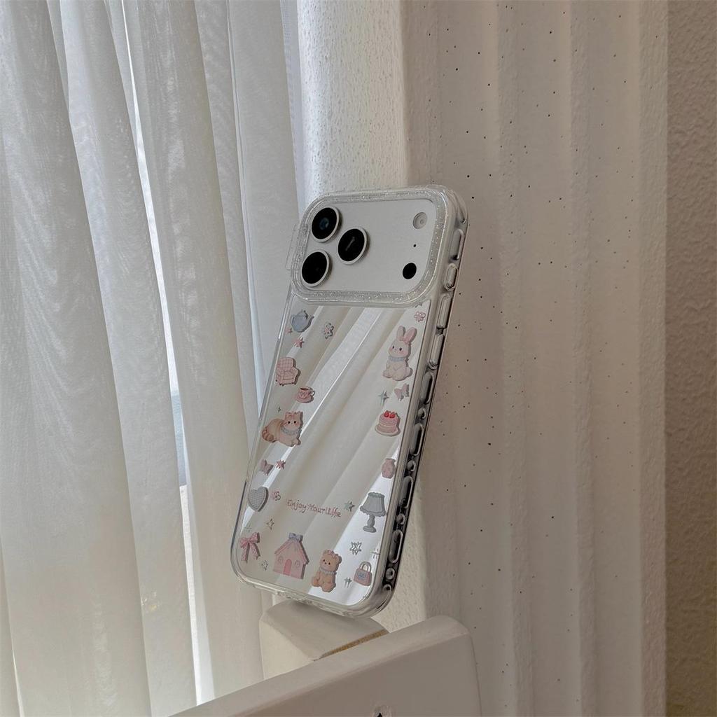 Small Rabbit Cartoon Mirror iPhone 14/13/12 Pro Max Anti-Fall Case