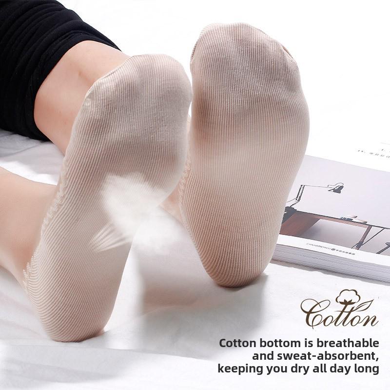 10 Pairs Women's Short-Tube Invisible Non-Slip Socks - Thin, Cotton-Soled for Spring, Summer, and Autumn