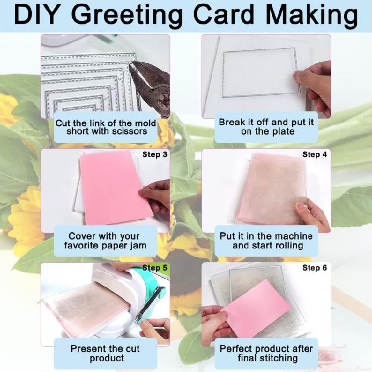 Carbon Steel Die Cut 6Pcs Geometric Cutting Dies Stencils for Card Making Photo Album Decoration Carbon Steel Die Cut