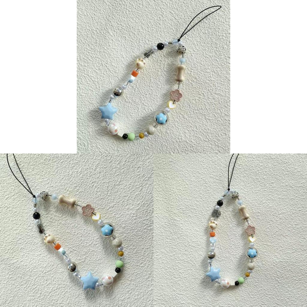 Cute Cat Paw Phone Lanyard With Blue Stars Pvc Handcrafted For Teens And Girls