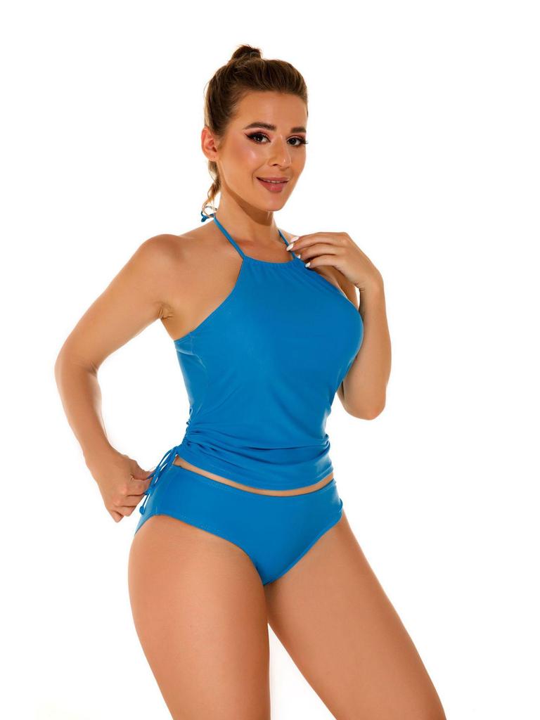 2024 Retro Backless Solid Color Bikini Swimsuit