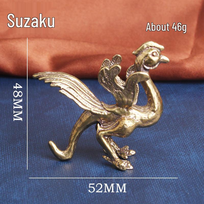 Pure Brass Mythical Beasts Desktop Ornament - Ancient Auspicious Wengwan Collection Tea Pet Copperware