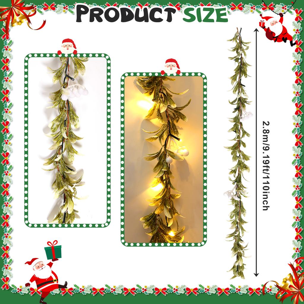 9.2 Feet Flocked Christmas Garland with Lights Decorated Garland Christmas Decorations for Mantle Fireplace Table Indoor Outdoor