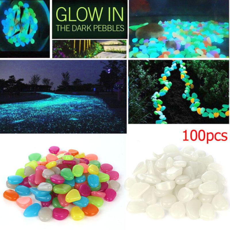 Buy 100pcs Luminous Stone Colore Light Emitting Fish Tank Artificial ...