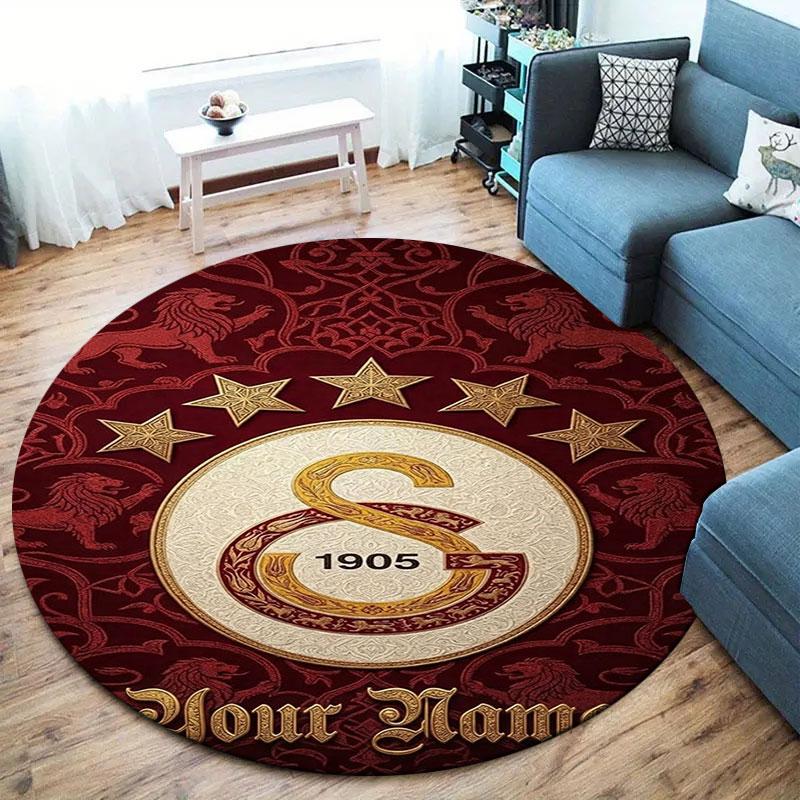 Galatasaray S Custom Name Round Area Rug,Carpet Rug for Living Room Bedroom Sofa Playroom Decor,Non-slip Floor Mat
