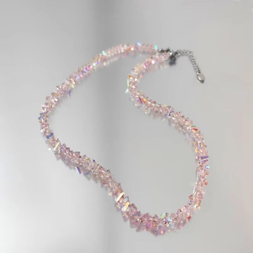 Multi-faceted Crystal Glass Crystal Choker Necklace Simple Collarbone Necklace Women