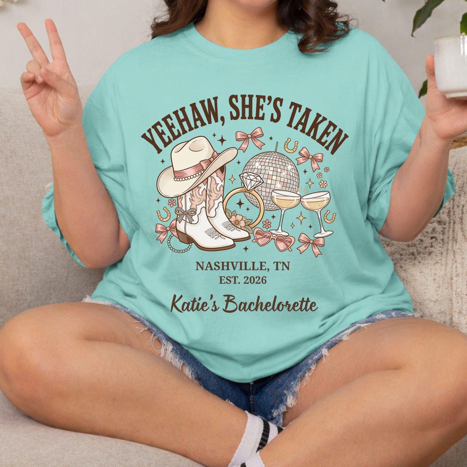 Plus Size Custom Western Bachelorette TShirt, Personalized Matching Nashville Bach Shirts, Cowgirl Bride Shirt For Her, Bridal Squad Gifts S