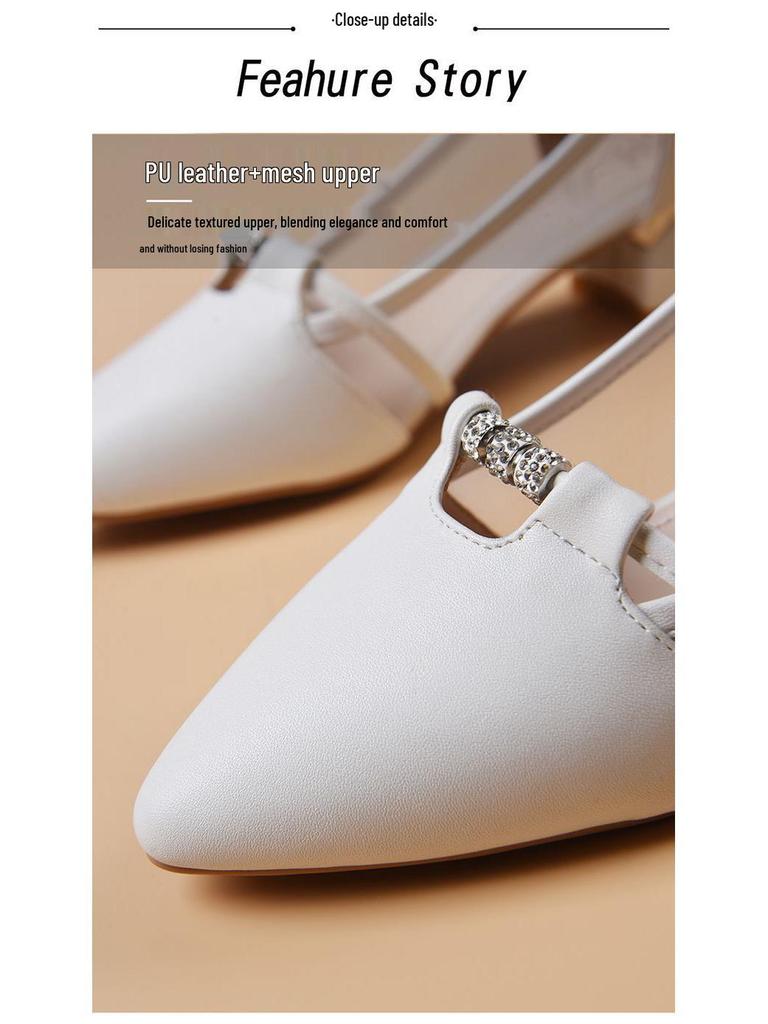 2025 New Style Women's Soft Leather Mid Heel Shoes, Chunky Heel, Pointed Toe, Shallow Mouth, Versatile Design for Spring/Autumn.