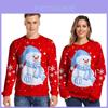 Cozy Women's Christmas Sweater With Snowman Pattern And Crew Neck Pullover Style
