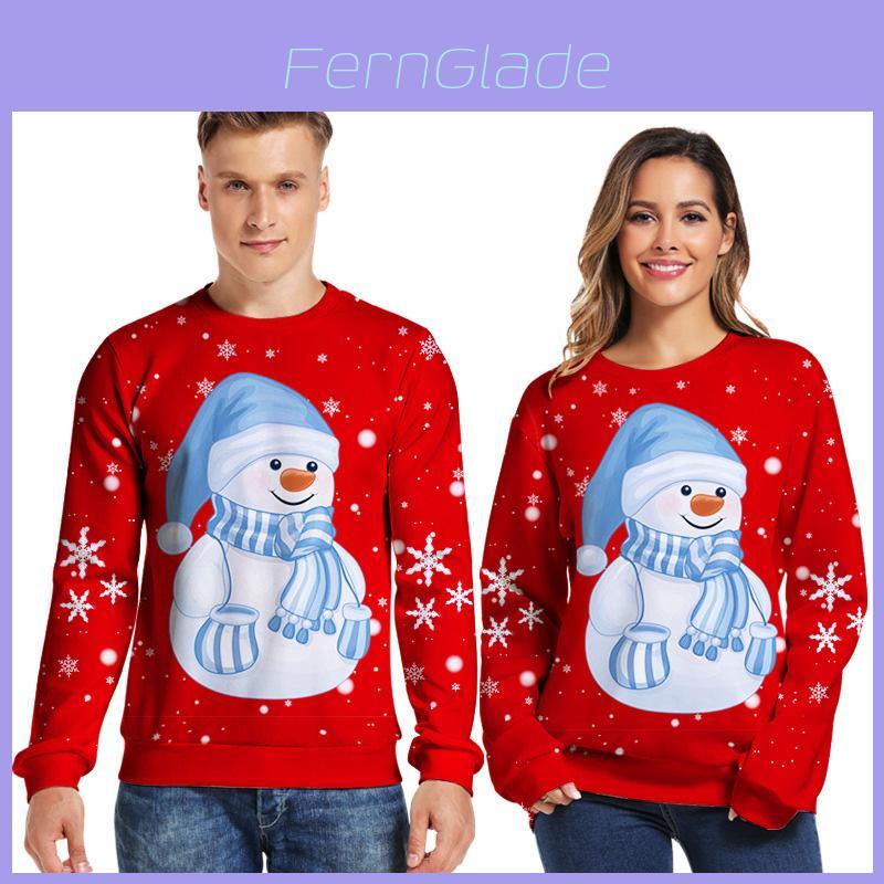 Cozy Women's Christmas Sweater With Snowman Pattern And Crew Neck Pullover Style