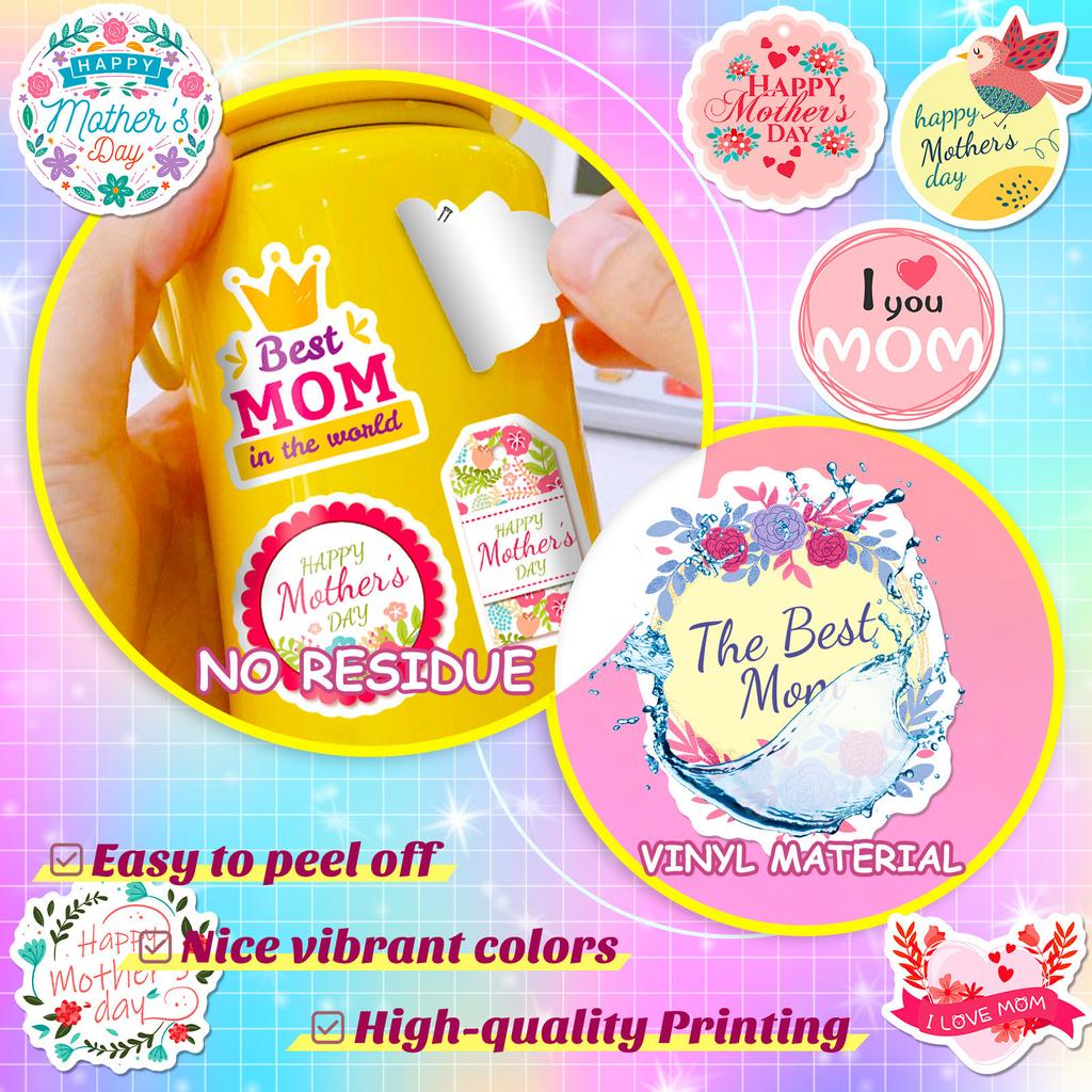 50 English Letters Mother's Day Stickers Thanksgiving Mother's Day Decoration Stickers Pink Series Graffiti Stickers